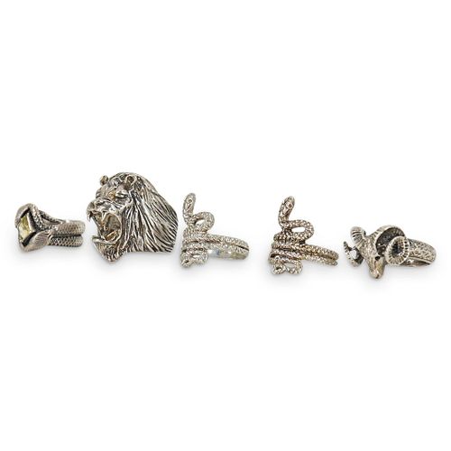 (5 PC) ANIMALISTIC STERLING SILVER