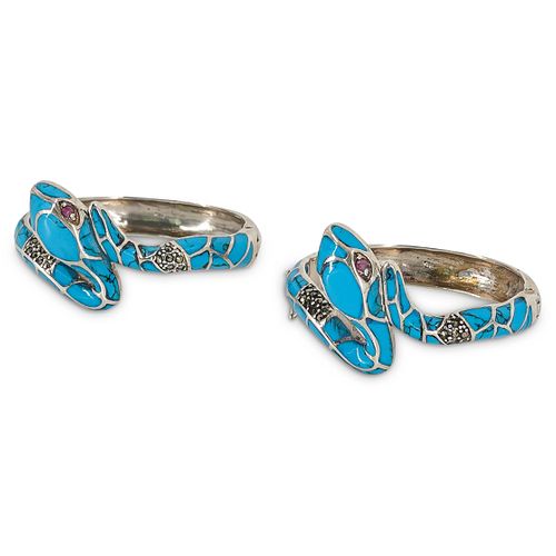 (2 PC) STERLING SILVER AND TURQUOISE