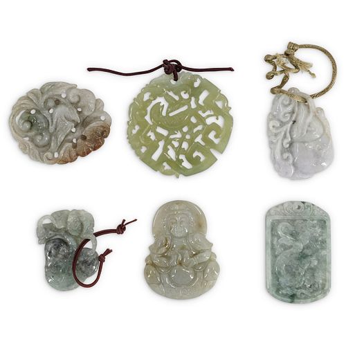  6 PC CHINESE CARVED JADE AND 38c97d