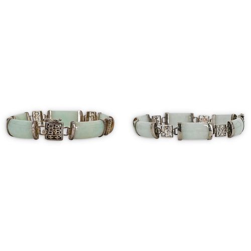 (2 PC) CHINESE SILVER AND JADE