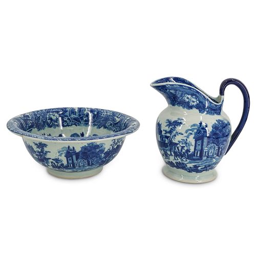 BLUE VICTORIA WARE IRONSTONE PITCHER 38ca3a