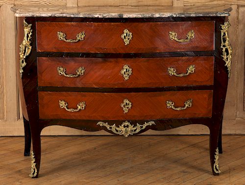 LOUIS XV STYLE MAHOGANY MARBLE