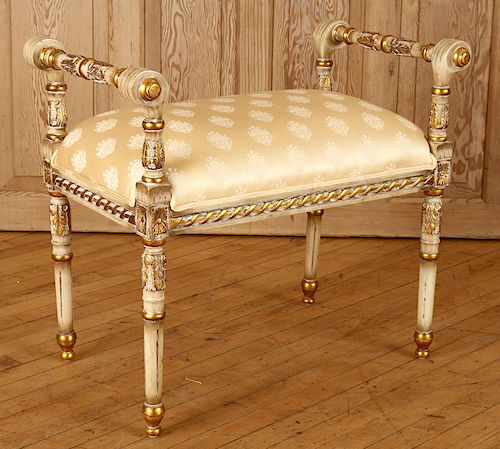 PAINTED AND GILT WOOD BENCH IN 38ca63