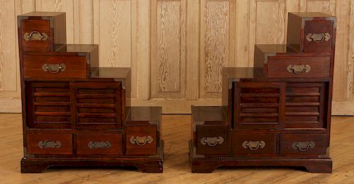PAIR CHINESE CHESTS IN STEP FORMA 38ca89