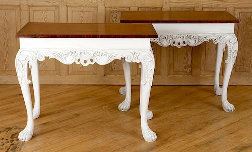PAIR CARVED PAINTED CONSOLE TABLES 38ca92