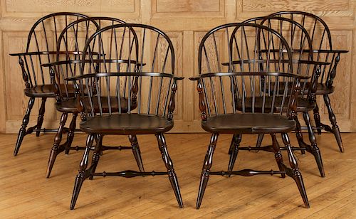 SET 6 OAK WINDSOR CHAIRS BY FREDERICK