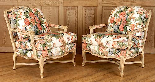 PAIR FRENCH OPEN ARM CHAIRS BY