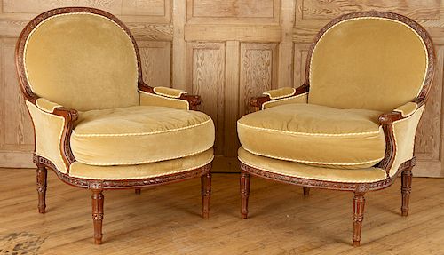 PAIR LOUIS XVI STYLE BERGERE CHAIRS 38cac7