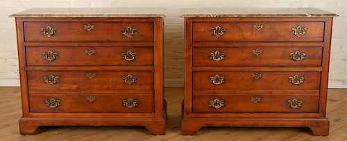 PAIR OF 4 DRAWER MARBLE TOP COMMODES 38cacf
