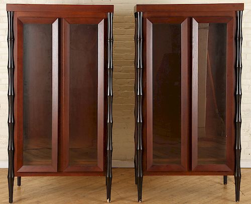 PAIR GLASS FRONT CABINETS MANNER 38cade