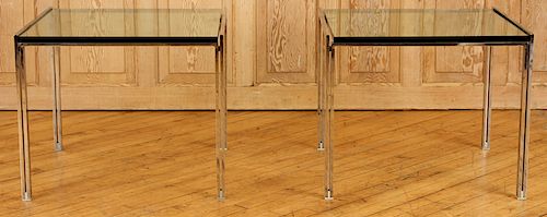 PAIR CHROME END TABLE MANNER OF