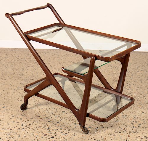 MID CENTURY MODERN MAHOGANY GLASS