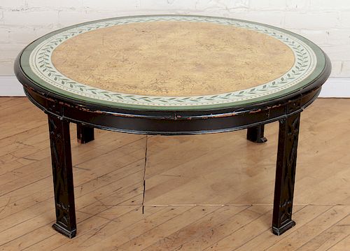 ROUND EBONIZED MODERN GLASS TOP COFFEE