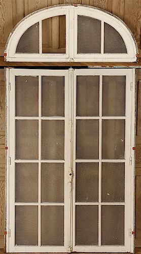 PAIR ANTIQUE PAINTED FRENCH DOORS 38cb39