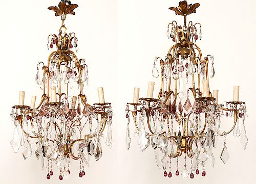 PAIR ITALIAN GILT IRON 6 LIGHT 38cb6e