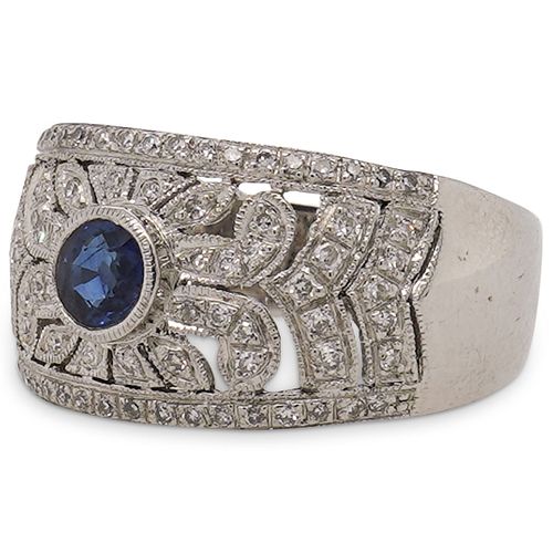 LEVIAN 18K SAPPHIRE AND DIAMOND RINGDESCRIPTION: