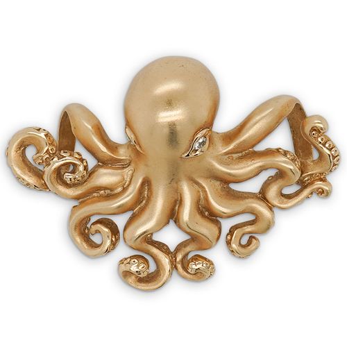 14K GOLD AND DIAMOND OCTOPUS PENDANTDESCRIPTION: