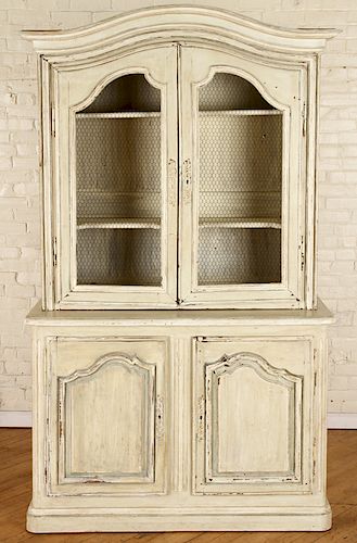 19TH C. FRENCH CARVED PAINTED ARMOIRE