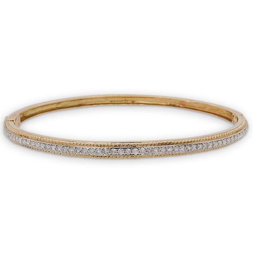 VINTAGE 14K GOLD AND DIAMOND BANGLE