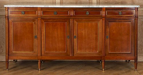 FRENCH MAHOGANY MARBLE TOP SIDEBOARD