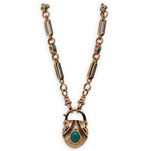 VINTAGE 14K ROSE GOLD AND AND TURQUOISE 38cb9a