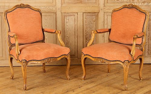 PAIR FRENCH LOUIS XV STYLE FAUTEUILS 38cb95