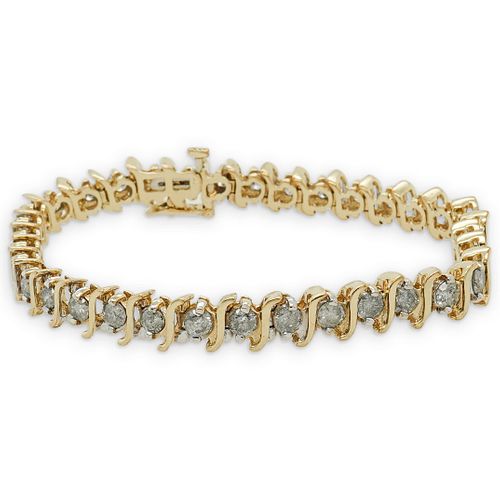 14K GOLD AND DIAMOND TENNIS BRACELETDESCRIPTION: