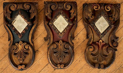 THREE CARVED WOOD CARNIVAL PLAQUES