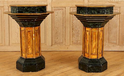 PAIR CONTINENTAL FAUX PAINTED PEDESTALS