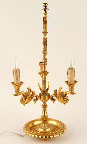 GILT BRASS NEOCLASSICAL STYLE LAMP