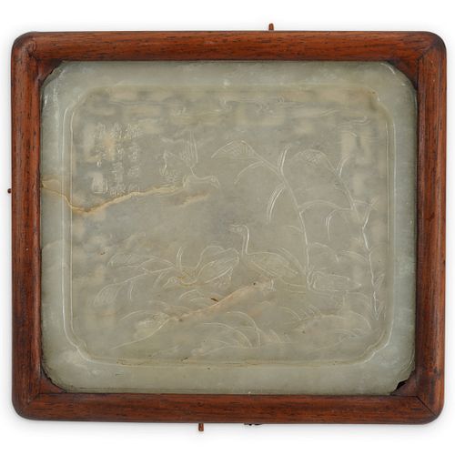 18TH CENT. CELADON JADE TRAY WITH