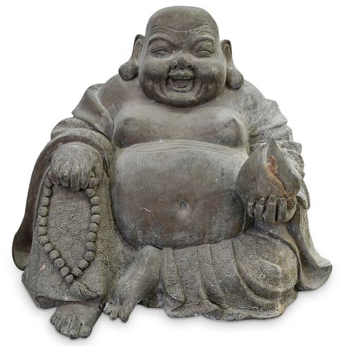 19TH CENT. CAST METAL GARDEN BUDDHADESCRIPTION: