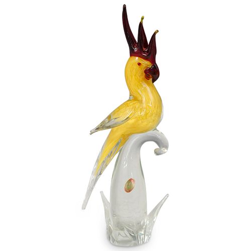 MURANO ART GLASS YELLOW PARROT FIGURINEDESCRIPTION: