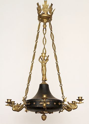 FRENCH EMPIRE SIX LIGHT CHANDELIER 38cbfc