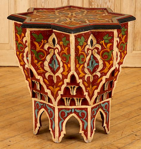 MOROCCAN POLYCHROMED WOOD SIDE