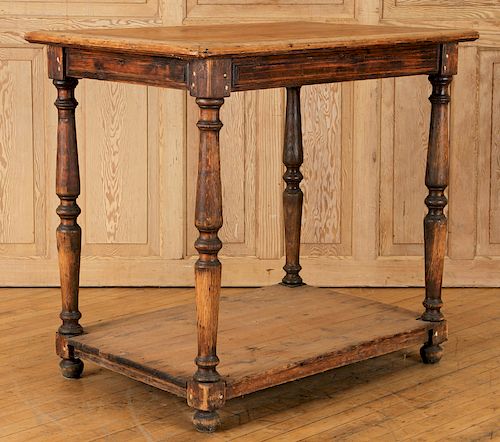 19TH CENT RUSTIC TWO TIER OAK 38cc16