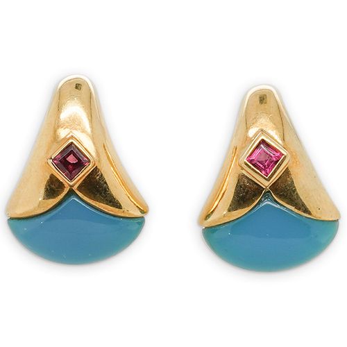TORRES 18K GOLD TURQUOISE RUBY 38cc32
