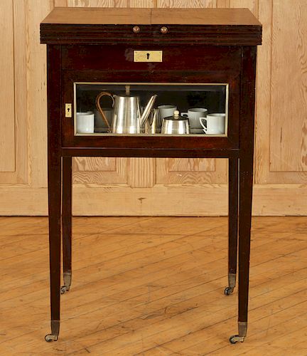 EDWARDIAN MAHOGANY POP UP BAR CARTAn 38cc98