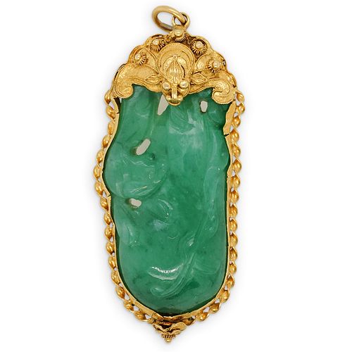 JADEITE 22K GOLD GOURD FORM PENDANTDESCRIPTION  38ccae