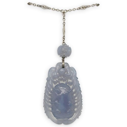 CHINESE ART DECO WHITE GOLD AGATE