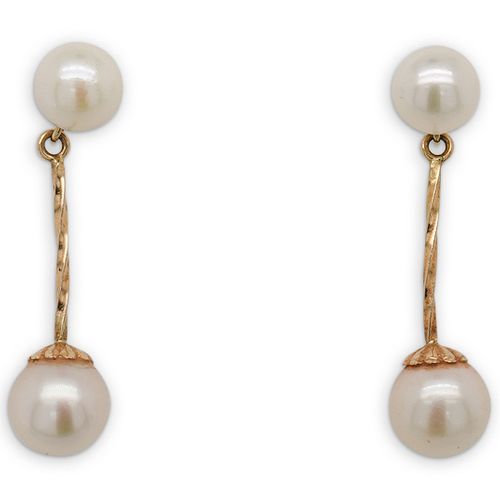 14K GOLD AND PEARL BEADED EARRINGSDESCRIPTION: