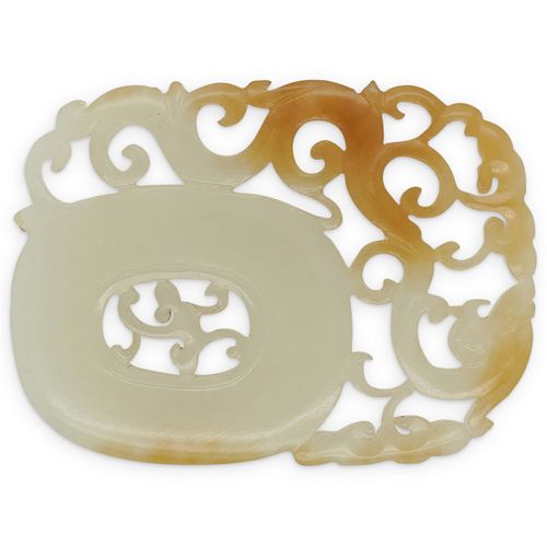 WHITE JADE PIERCED BI DRAGON PLAQUEDESCRIPTION  38ccdb