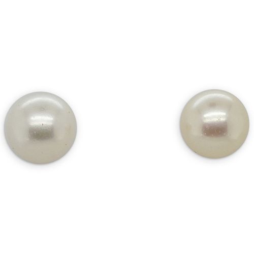 PAIR OF 14K GOLD AND BEADED PEARL