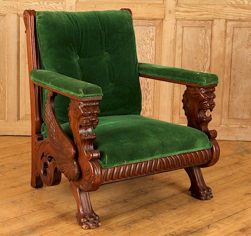 AMERICAN VICTORIAN CARVED MAHOGANY