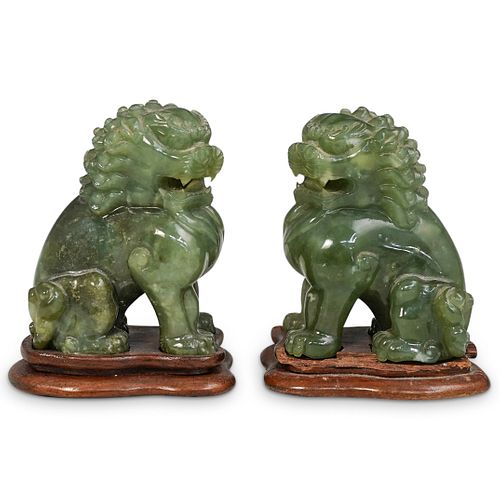 PAIR OF ANTIQUE CHINESE CARVED JADE