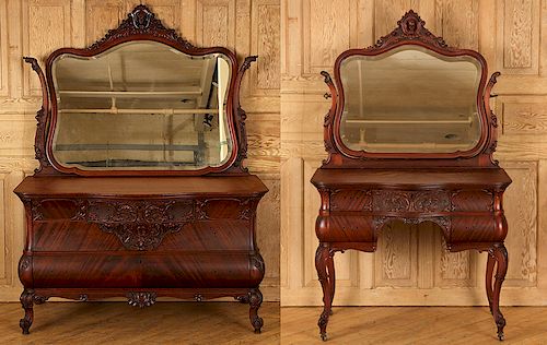 MAHOGANY DRESSING TABLE WITH MATCHING