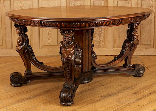 FIGURAL VICTORIAN WALNUT DINING 38cd1c