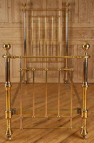 BRASS TWIN BED WITH BALL FINIALS CIRCA