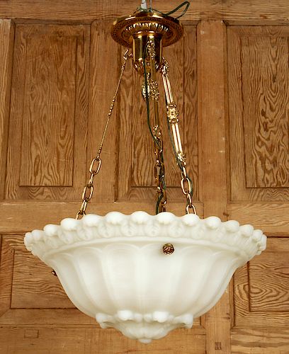 EMBOSSED GLASS HANGING LIGHT FIXTURE