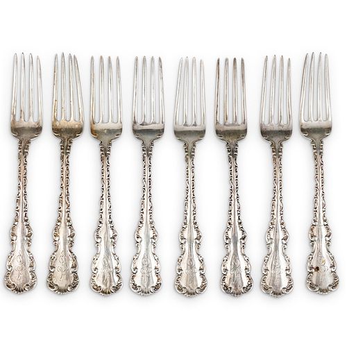 (8PC) ANTIQUE STERLING SILVER FLATWAREDESCRIPTION: